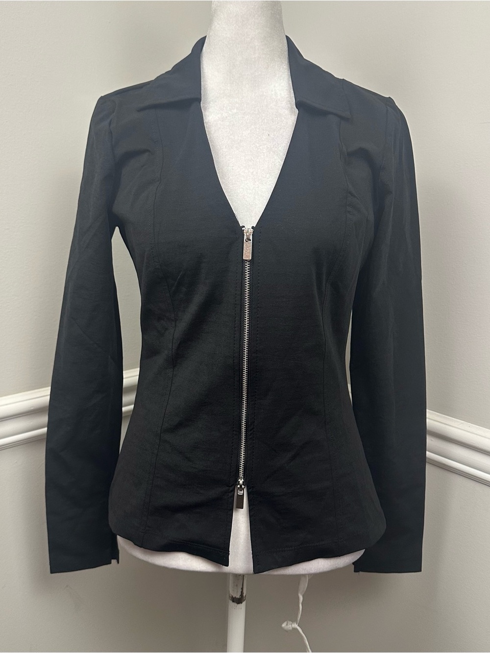 MNG Black Zip-Front Women's Cardigan Blazer S NWTS